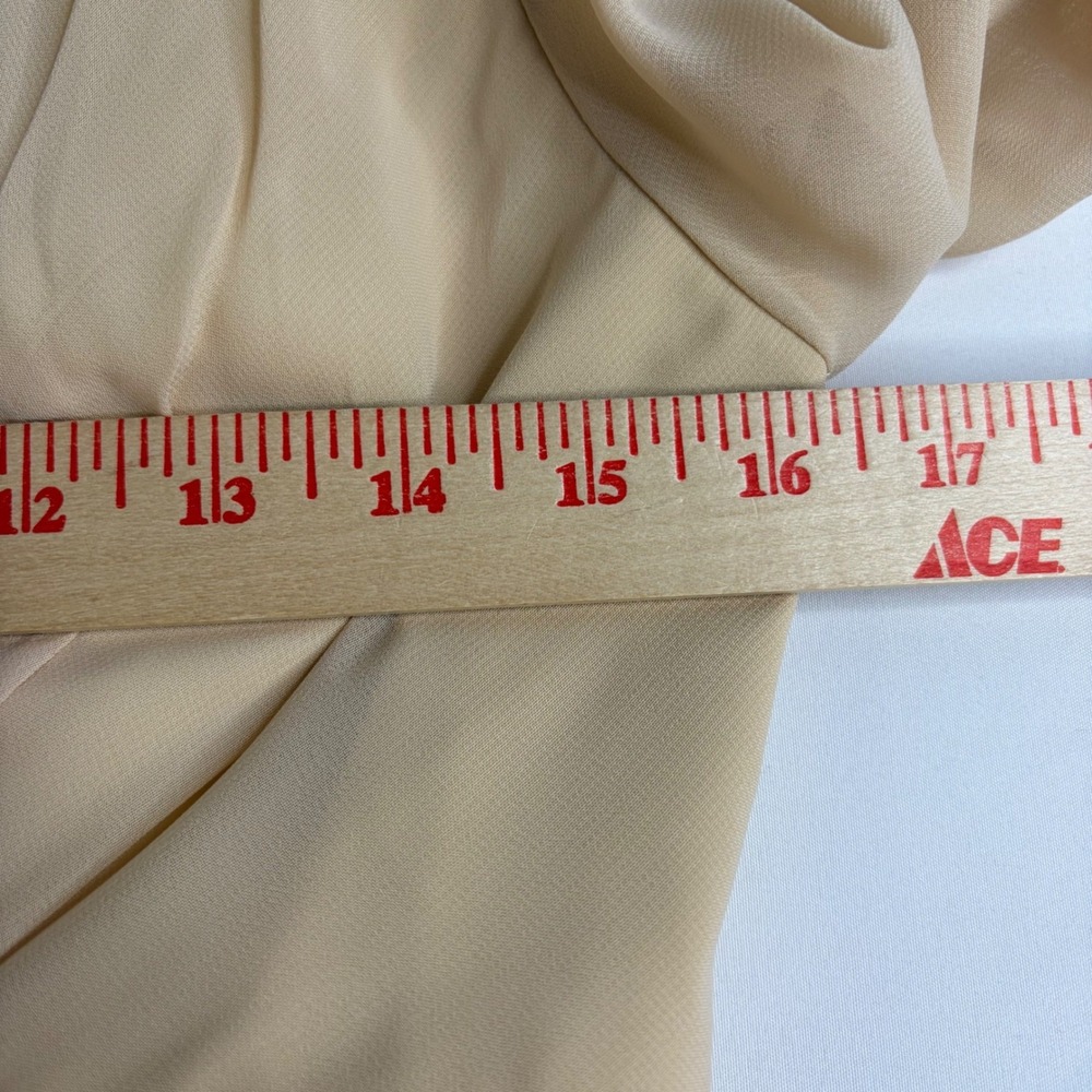Elegant Formal Gown Beaded Empire Waist Long Sleeve Slit S Regency 70's - Picture 9 of 10